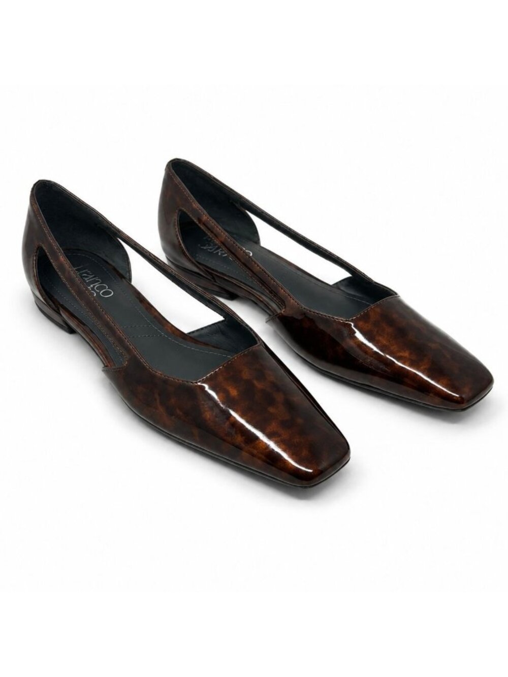 Tortoiseshell Patent Cutout Ballet Flats Square Toe Womens 7 Franco Sarto